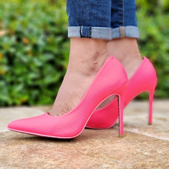Women's Pink Pointed Toe Stiletto Pumps High Heels - Picture 6 of 6